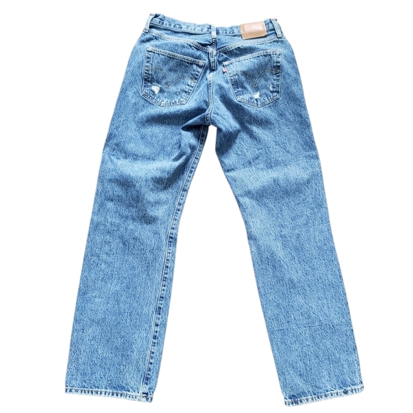 LEVI'S 501 Distressed Big E Medium Wash Button Fly 90s Baggy Jeans - Picture 8 of 10